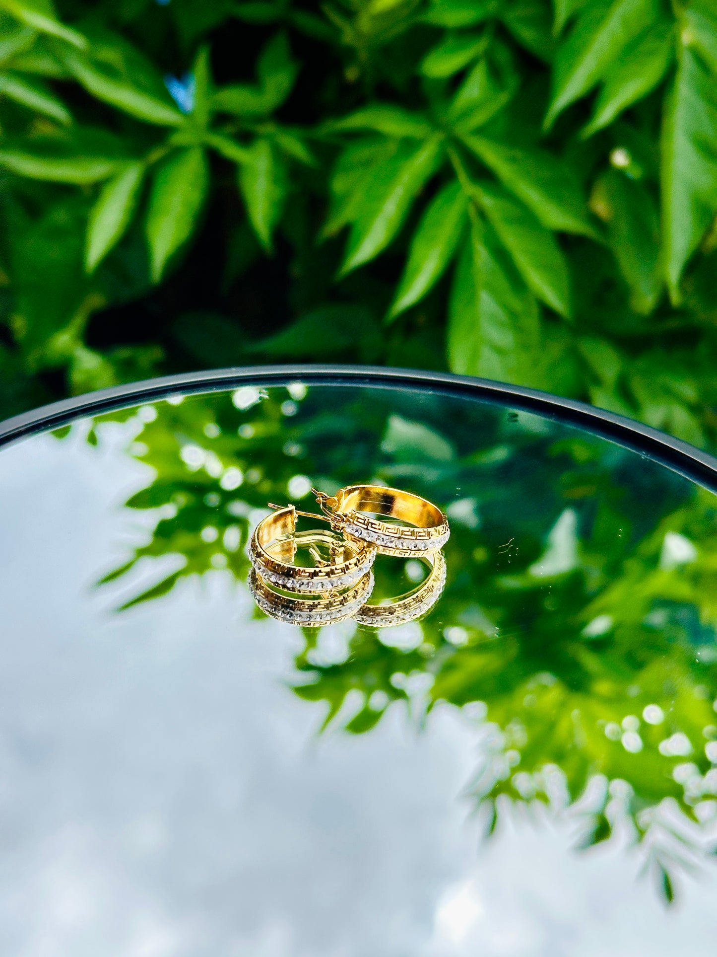 Aretes Circulares con Diamantes - Oro laminado 18k