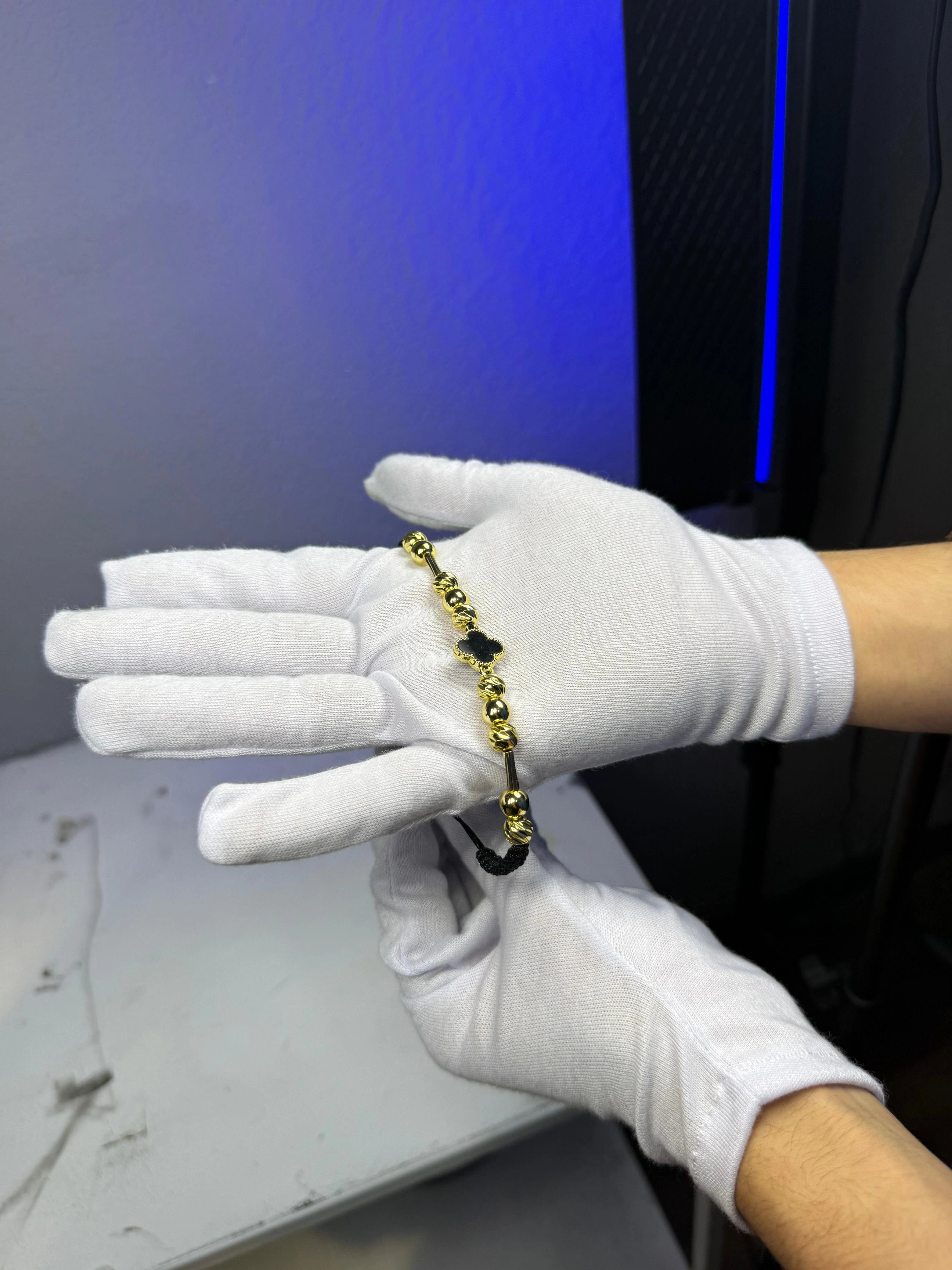 PULSERA VAN CLEEF Y BALINES DIAMANTADOS ORO LAMINADO 18K