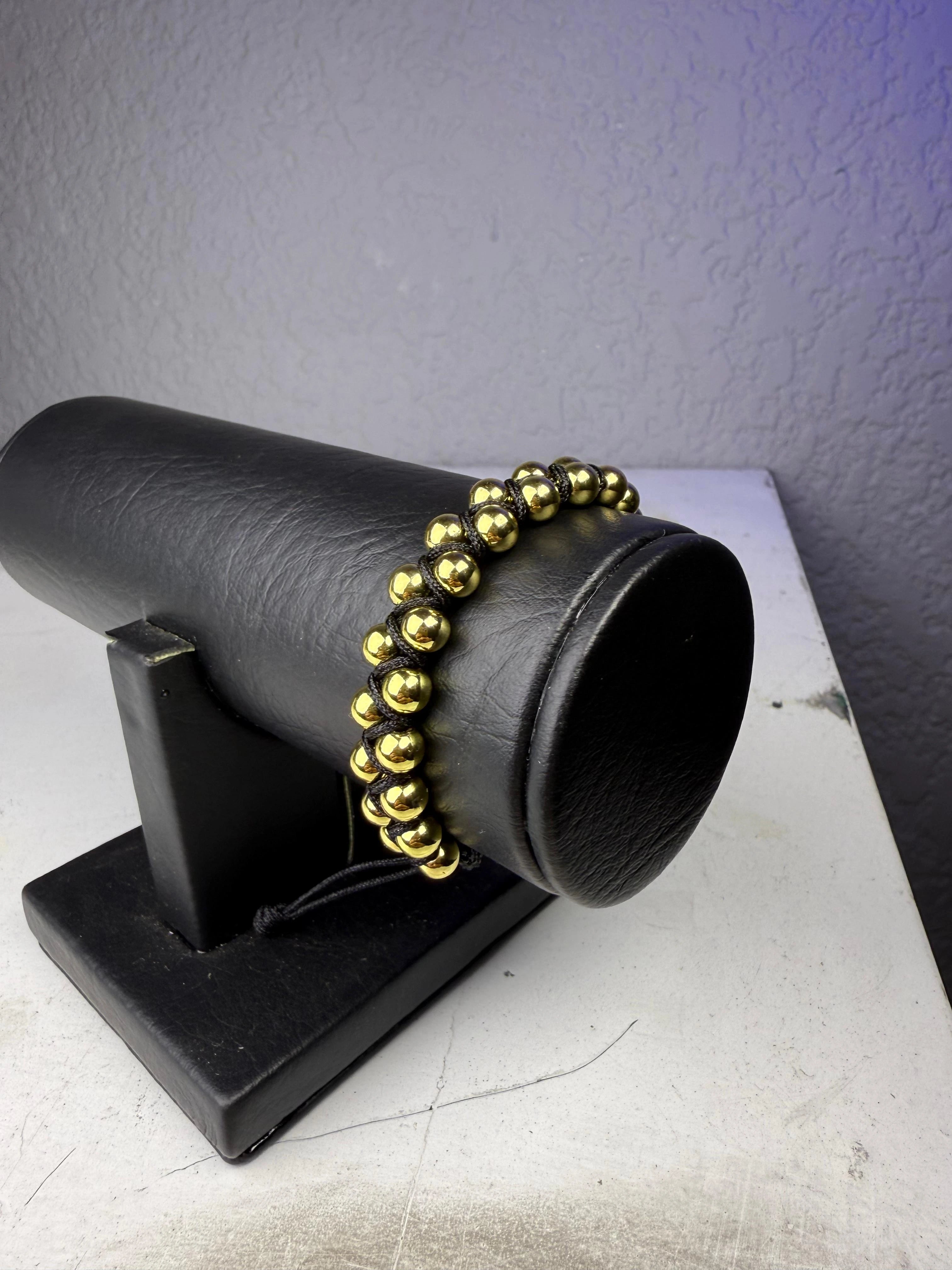 PULSERA ZIG-ZAG BALINES LISOS ORO LAMINADO 18K