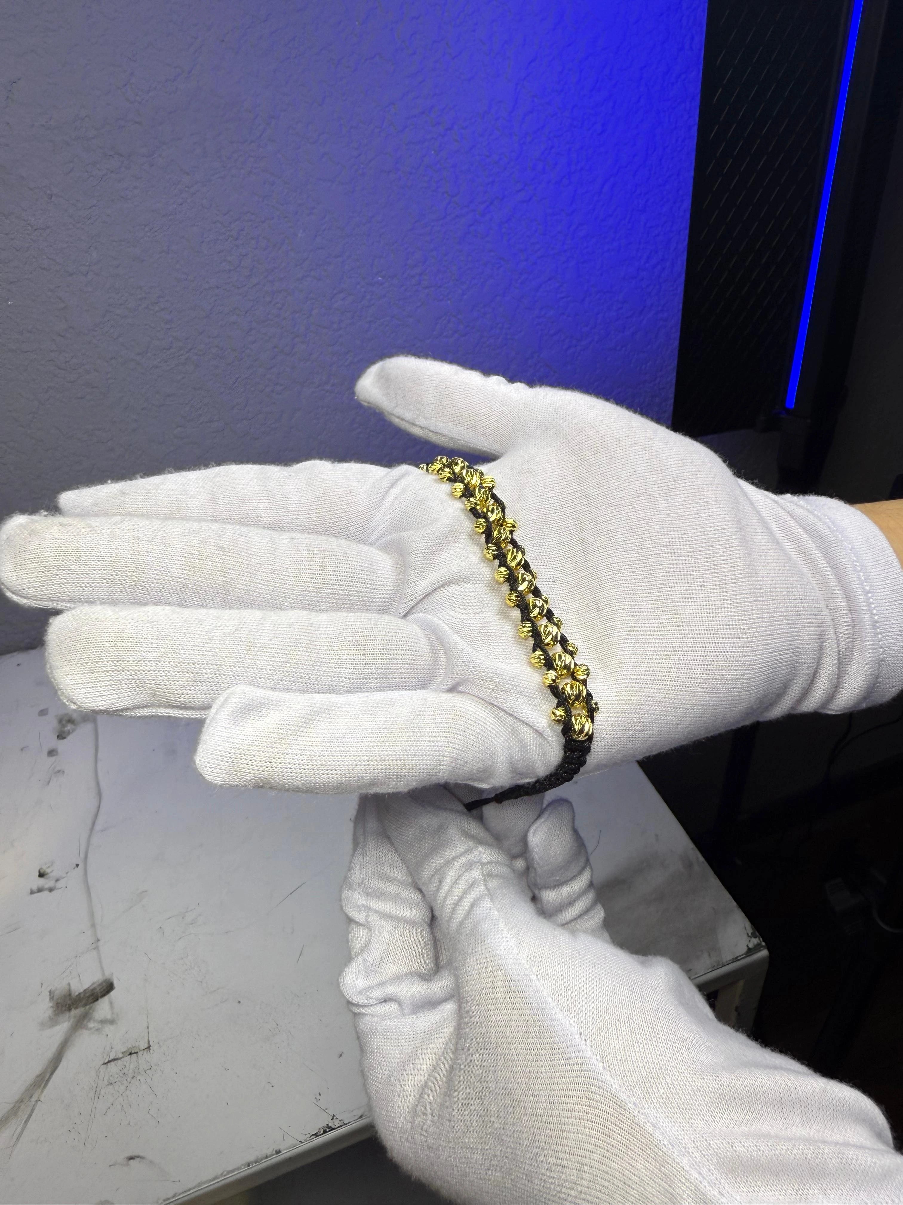 PULSERA BALINES TRES CARRILES ORO LAMINADO 18K