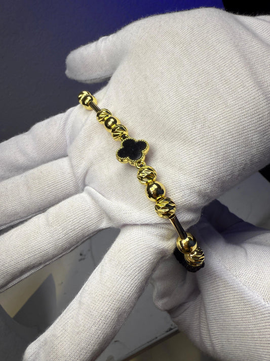 PULSERA VAN CLEEF Y BALINES DIAMANTADOS ORO LAMINADO 18K