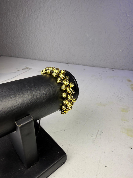 PULSERA TRIPLE CARRIL BALINES DIAMANTADOS ORO LAMINADO 18K