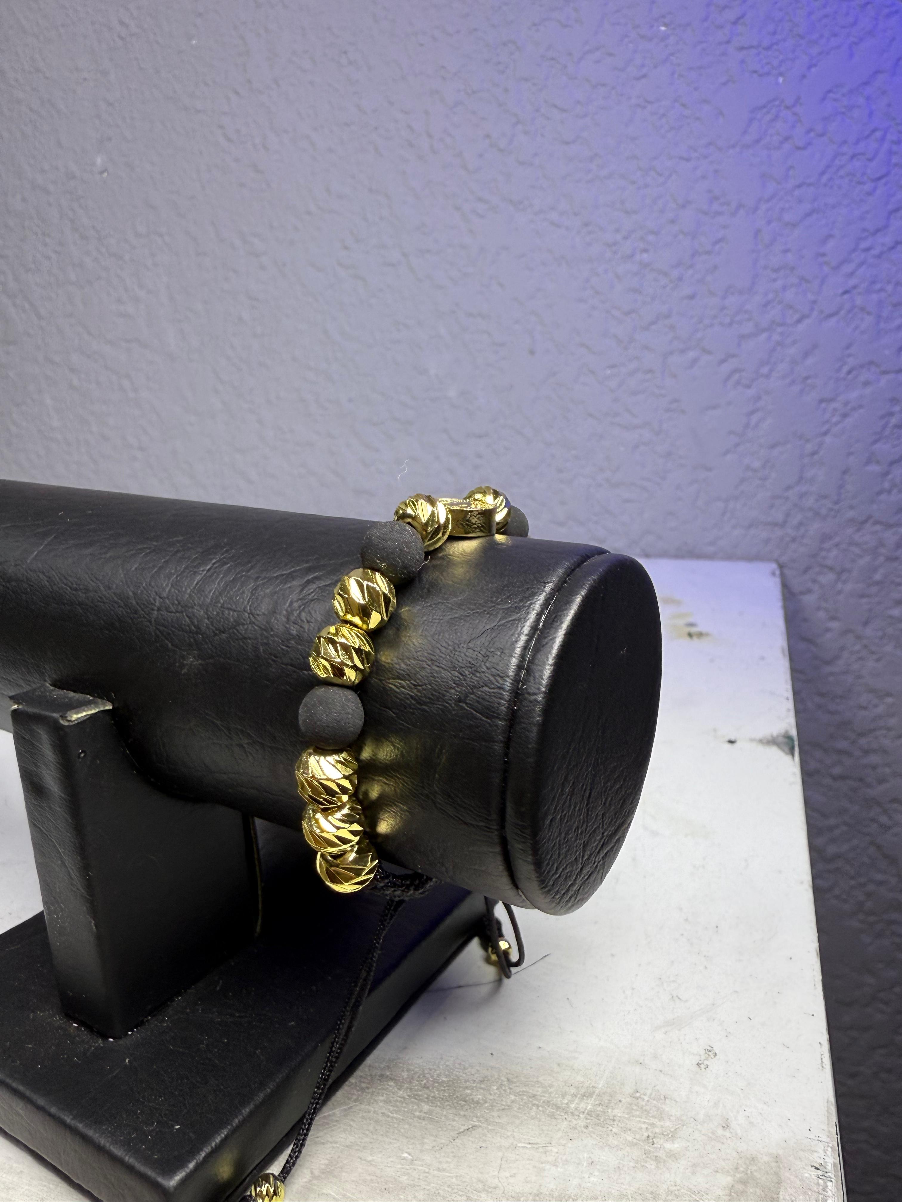 PULSERA SAN BENITO DIAMANTADA ORO LAMINADO 18K Y NEOPRENO