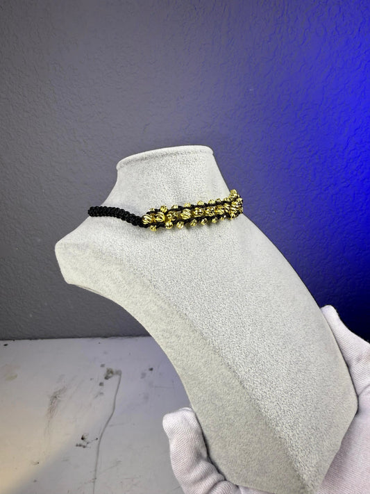 PULSERA BALINES TRES CARRILES ORO LAMINADO 18K