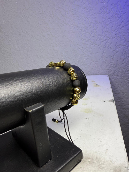 PULSERA SAN BENITO DIAMANTADA ORO LAMINADO 18K Y NEOPRENO