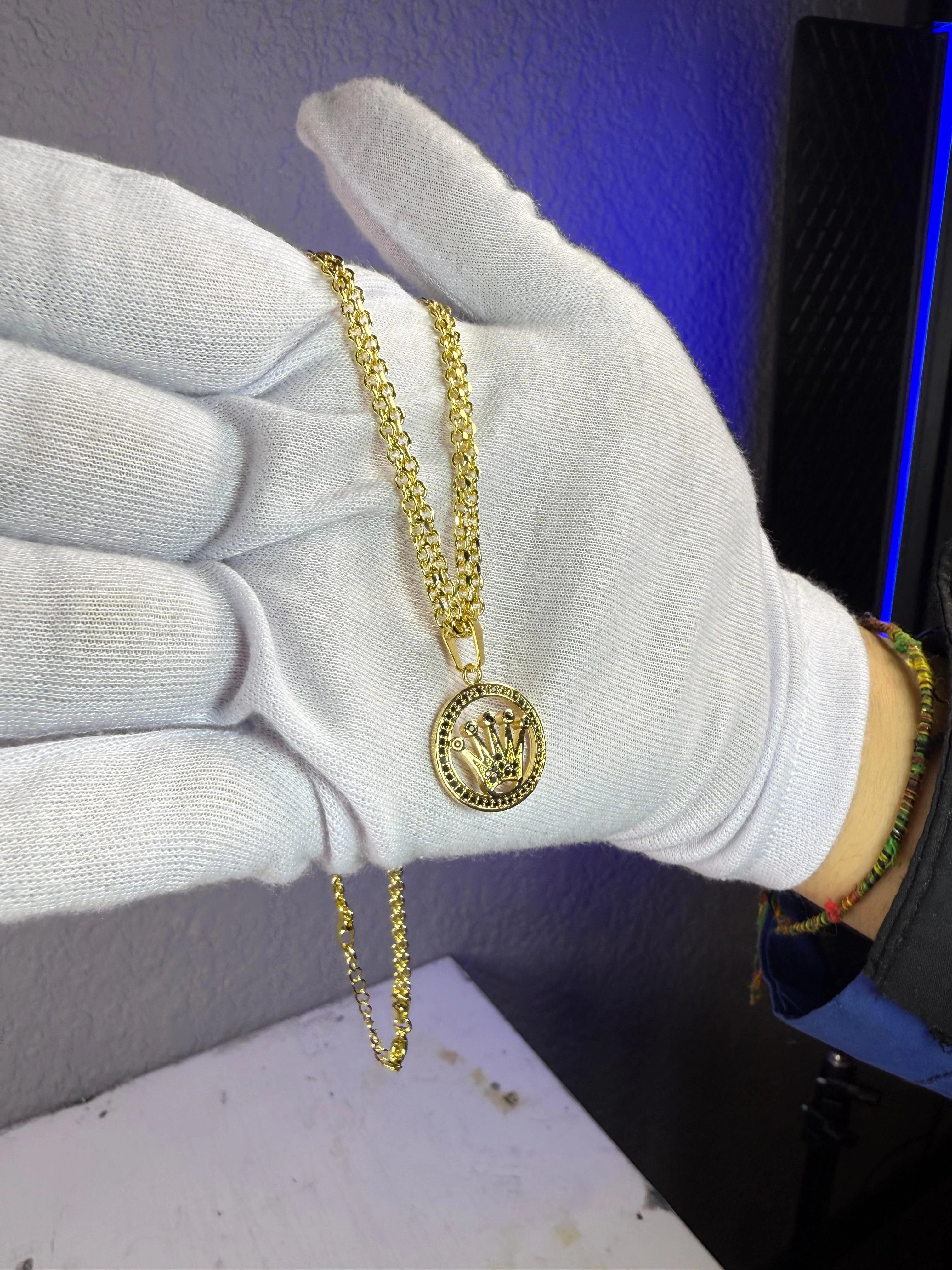 SET CADENA Y DIJE ROLEX ORO LAMINADO 18K