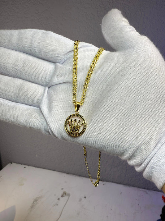 SET CADENA Y DIJE ROLEX ORO LAMINADO 18K