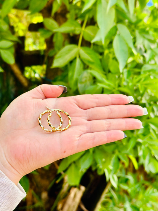 Aretes Circulares con Diamantes - Oro laminado 18k