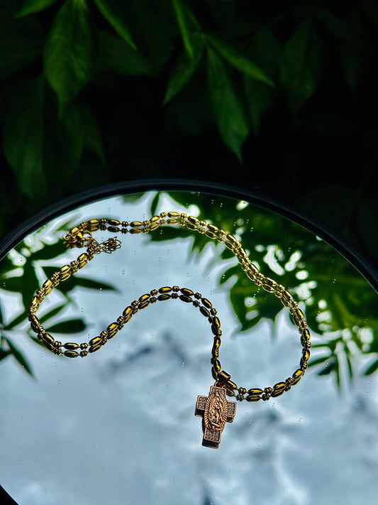 Collar de Cruz con la Virgen en Oro Laminado 18K